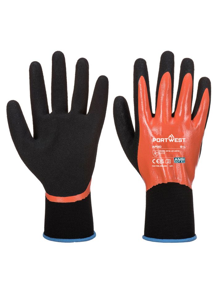 Grip 15 Nitrile Foam Aqua Glove , L, R, Orange/Black