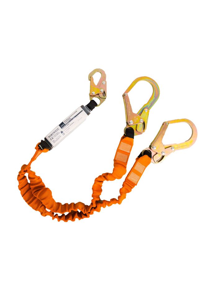 Double 140kg 1.8m Lanyard with Shock Absorber, , R, Black/Orange