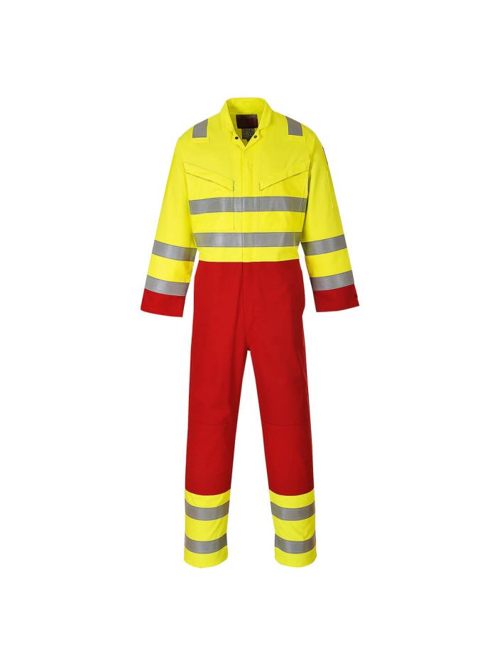 Bizflame Work Hi-Vis Contrast FR Coverall, L, R, Yellow