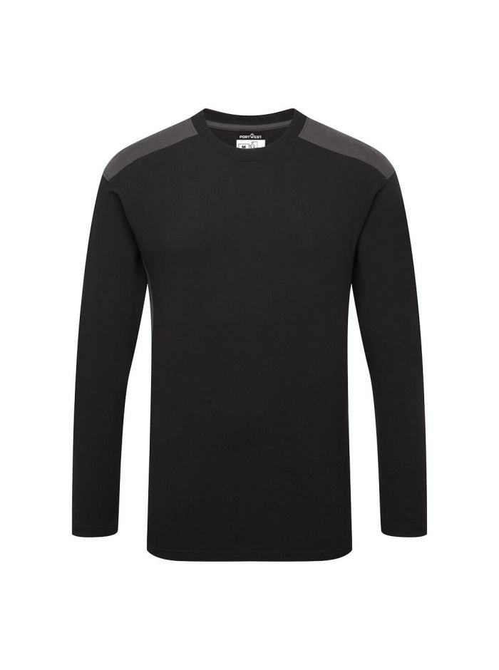 Two-Tone T-Shirt L/S, 4XL, R, Black/Grey