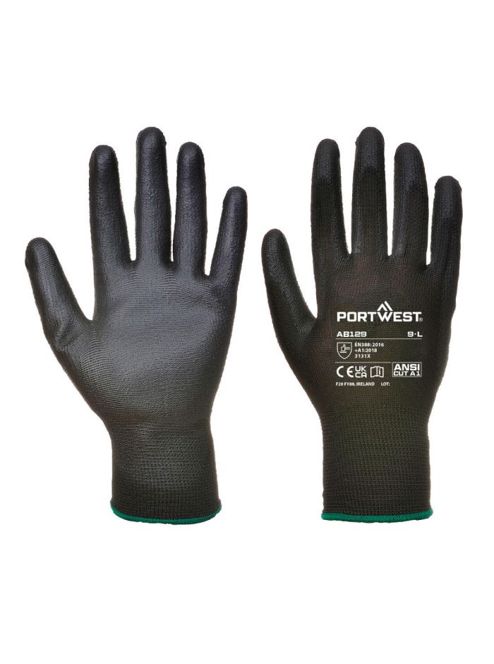 Grip 13 PU Palm Essential Full Box (288 Pairs), L, R, Black