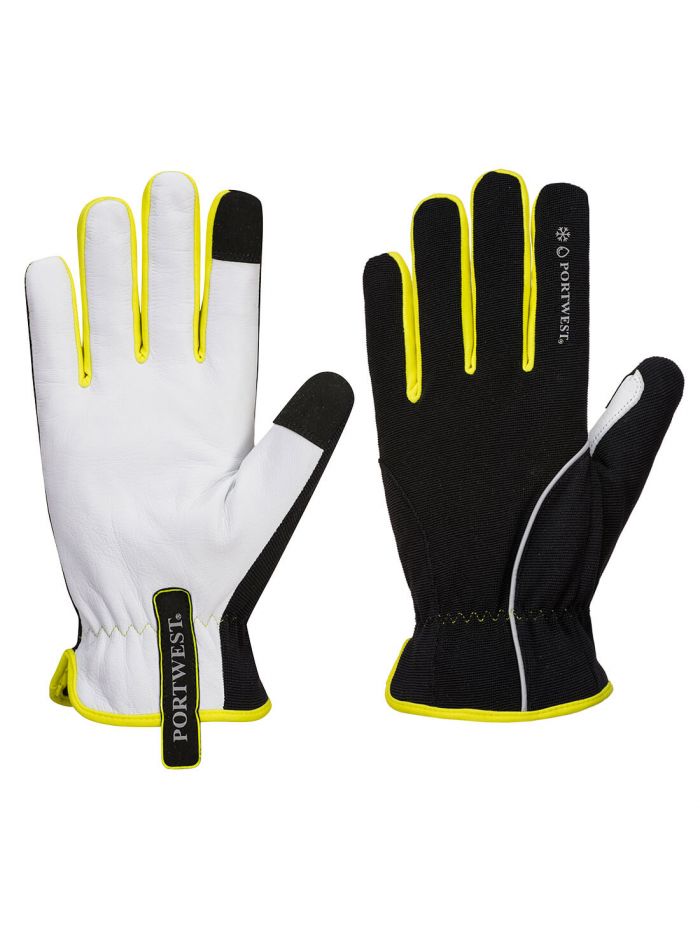 PW3 Mechanic 160 Leather Palm Cold Glove, L, Y, Black/Yellow
