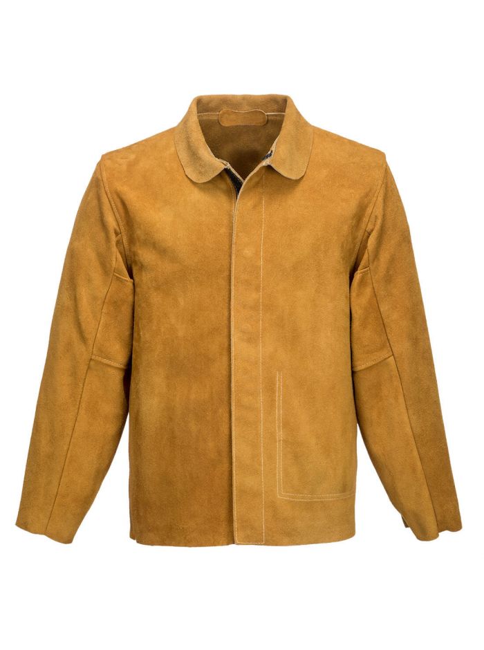 FR Leather Welding Jacket, L, R, Tan