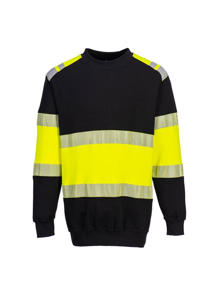 PW3 Modaflame Knit Hi-Vis Class 1 FR Sweatshirt, L, R, Yellow/Black