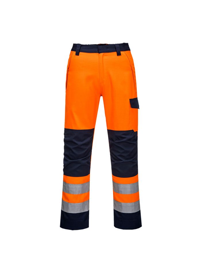 Modaflame Work HVO Multi-Norm Contrast Trousers, L, R, Orange/Navy