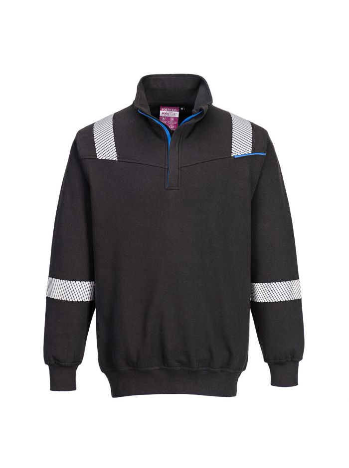 WX3 Modaflame Knit FR 1/4 Zip Sweatshirt, L, R, Black