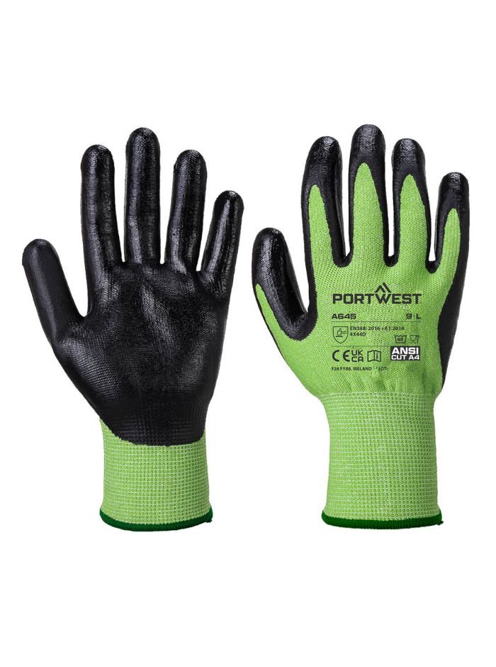 Cut D13 Nitrile Green Glove , L, R, Green/Black