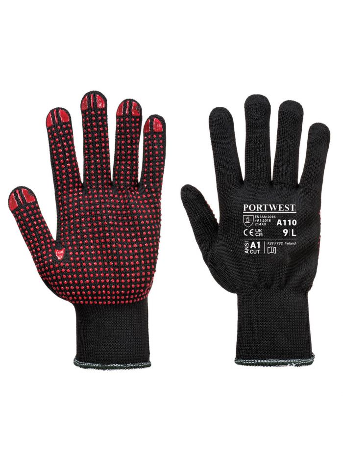 Grip 13 PVC Dotted Glove, L, R, Black